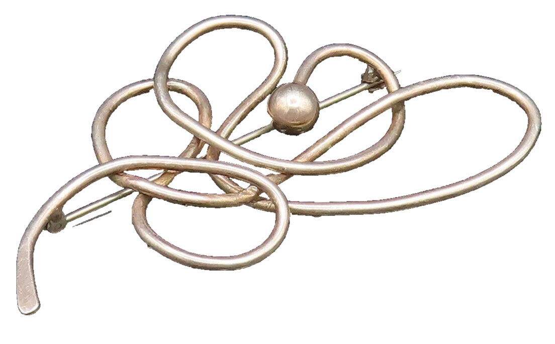 925 Sterling Silver  Vintage Bead Ball Knot Twist Outline Brooch Pin  BP9769