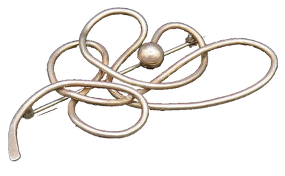 925 Sterling Silver  Vintage Bead Ball Knot Twist Outline Brooch Pin  BP9769