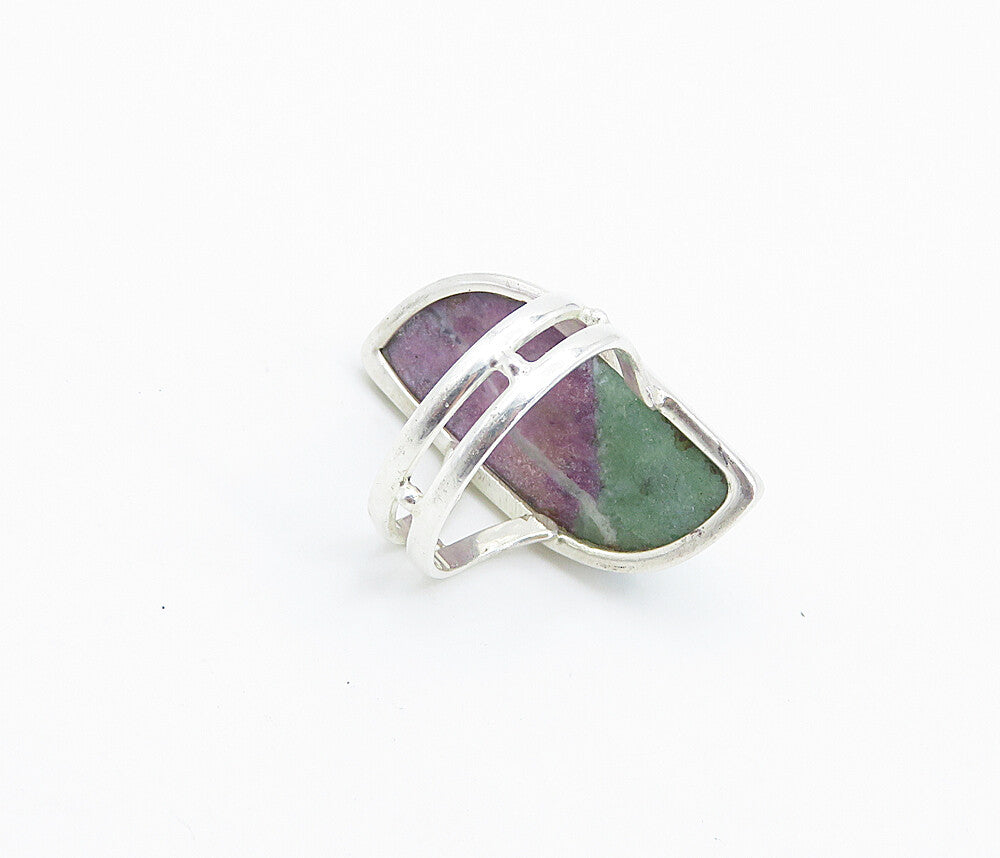 925 Sterling Silver  Cabochon Cut Gemstone Shiny Cocktail Ring Sz 7  RG8508