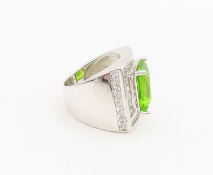 ROSS SIMONS 925 Silver  Vintage Peridot Halo Multi Size CZ Ring Sz 5  RG26845