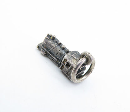 925 Sterling Silver  Vintage Petite Oxidized Stream Train Motif Pendant PT4922