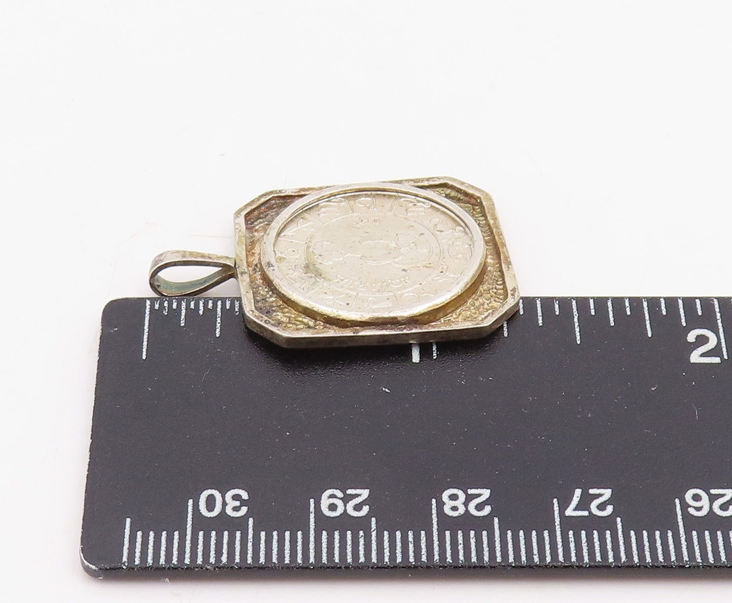 925 Sterling Silver Vintage Pendant Astrological Zodiac Geometric Coin   PT25883