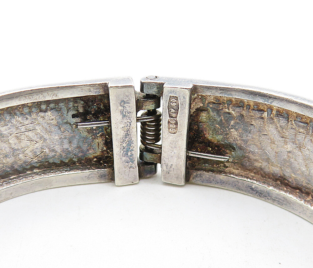 925 Sterling Silver Vintage Dark Tone Belt Buckle Bangle Bracelet BT2573