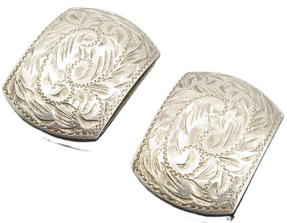 925 Sterling Silver  Vintage Antique Floral Etched Non Pierce Earrings  EG4551