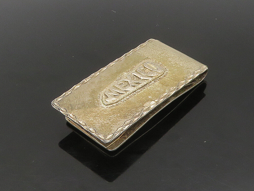 MEXICO 925 Sterling Silver Vintage Shiny Diamond Cut Pattern Money Clip TR3250