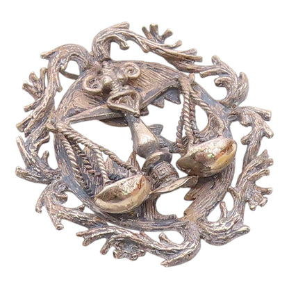 925 Silver  Vintage Antique Libra Sign Branch Wreath Zodiac Pendant  PT20369