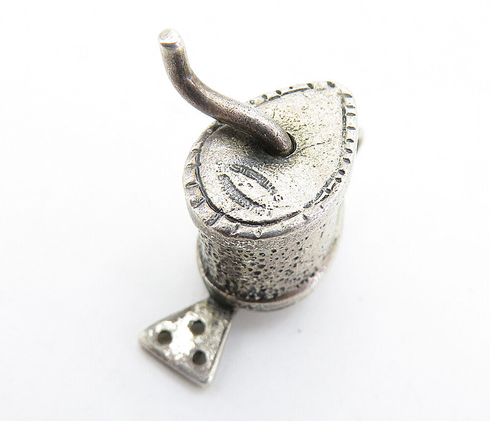 925 Sterling Silver  Vintage Petite Dark Tone Spinning Handle Pendant  PT3497