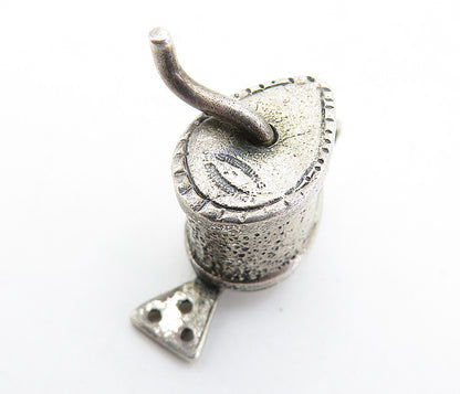 925 Sterling Silver  Vintage Petite Dark Tone Spinning Handle Pendant  PT3497