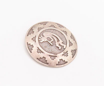 925 Sterling Silver Vintage Brooch Pin NAVAJO Aztec Carved Tribal Man  BP10688