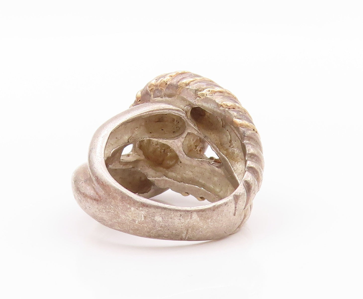 14k Gold 925 Sterling Silver Vintage Ring Interlocked Design Rope Sz 6.5 RG32456