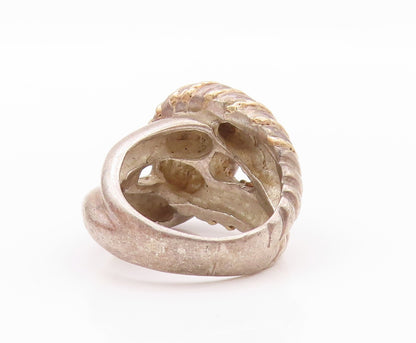 14k Gold 925 Sterling Silver Vintage Ring Interlocked Design Rope Sz 6.5 RG32456