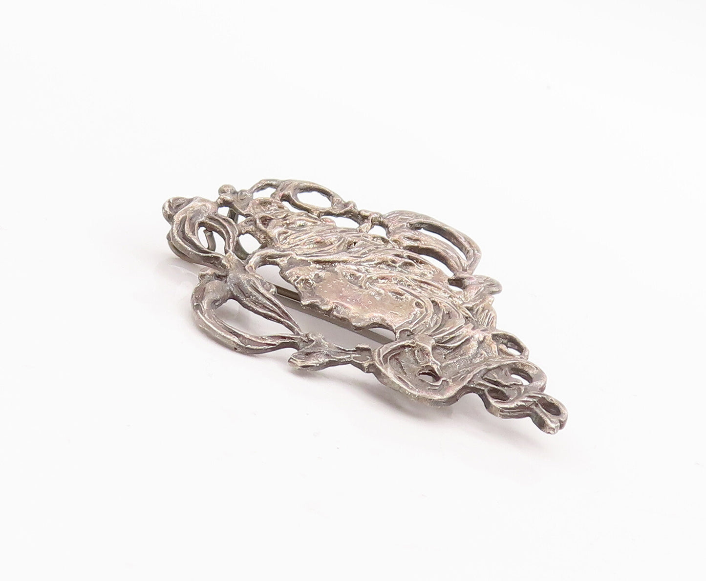925 Sterling Silver Vintage Brooch Pin Girl Face With Flying Hair  BP11110
