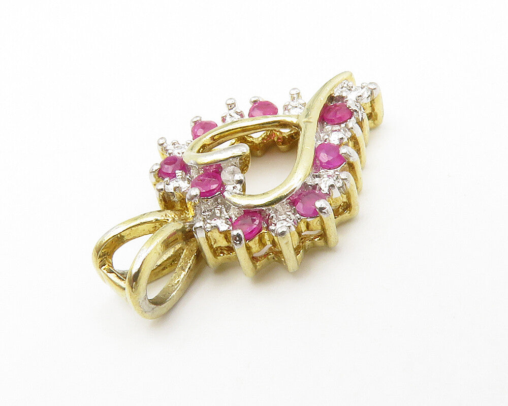 925 Sterling Silver  Petite Genuine Diamond & Ruby Love Heart Pendant  PT10827