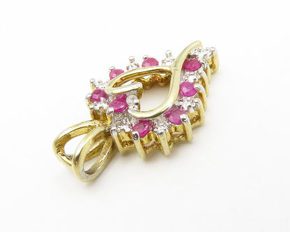 925 Sterling Silver  Petite Genuine Diamond & Ruby Love Heart Pendant  PT10827