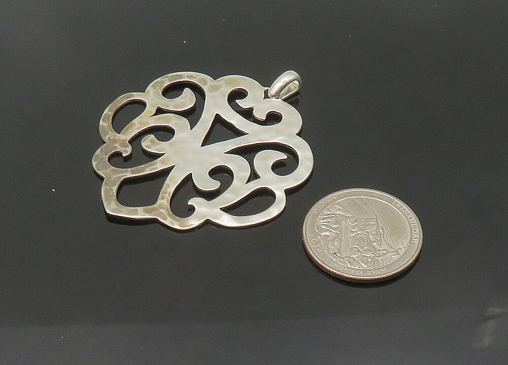 SILPADA 925 Sterling Silver  Vintage Shiny Hammered Open Swirl Pendant PT17187