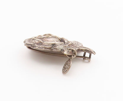 G FROSI 925 Sterling Silver  Vintage Dark Tone Rose Flower Brooch Pin  BP8196
