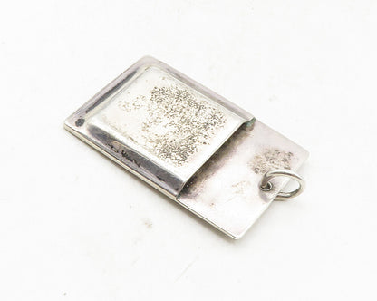 MEXICO 925 Silver  Vintage Etched Little Girl Square Drop Pendant  PT7256