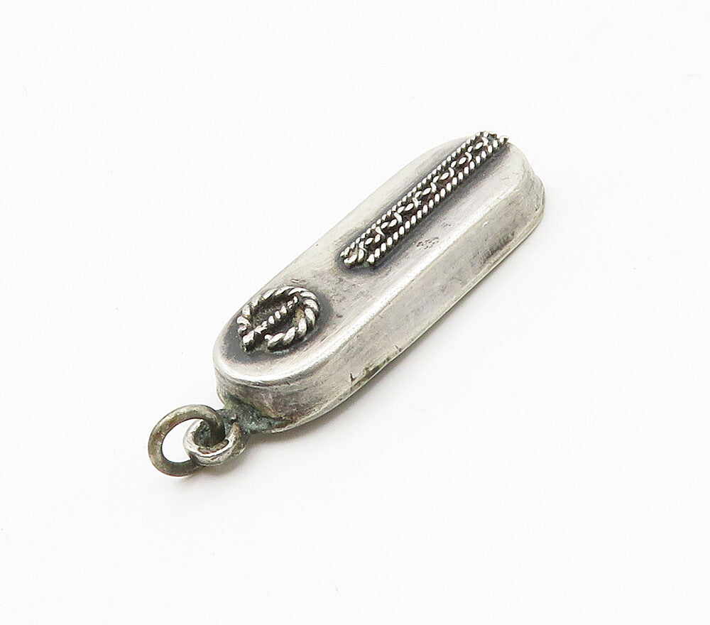 925 Sterling Silver  Vintage Dark Tone Swirl Twist Hollow Pendant  PT12139