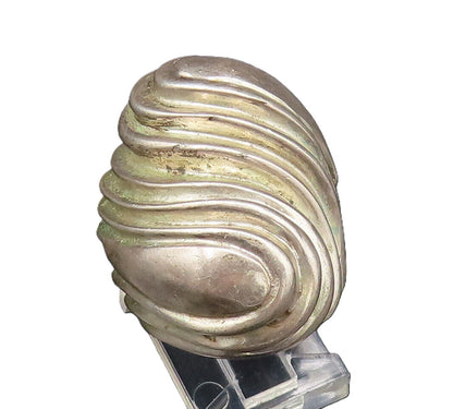 925 Sterling Silver  Vintage Ribbed Dome Bypass Statement Ring Sz 7  RG25827