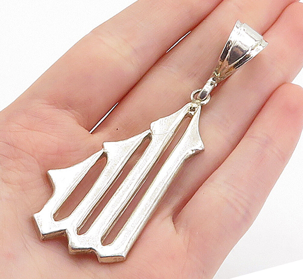 925 Sterling Silver  Vintage Shiny Graduated Design Drop Pendant  PT4361