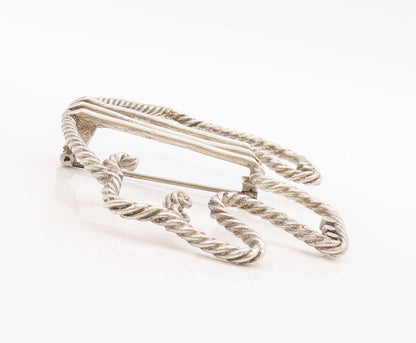 925 Sterling Silver Vintage Brooch Pin JK NAVAJO ZUNI Roped Polar Bear  BP11076