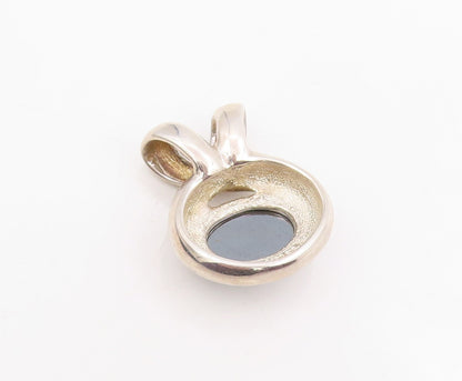 925 Sterling Silver Vintage Pendant ESPO SIG Modernist Hematite Charm  PT25777