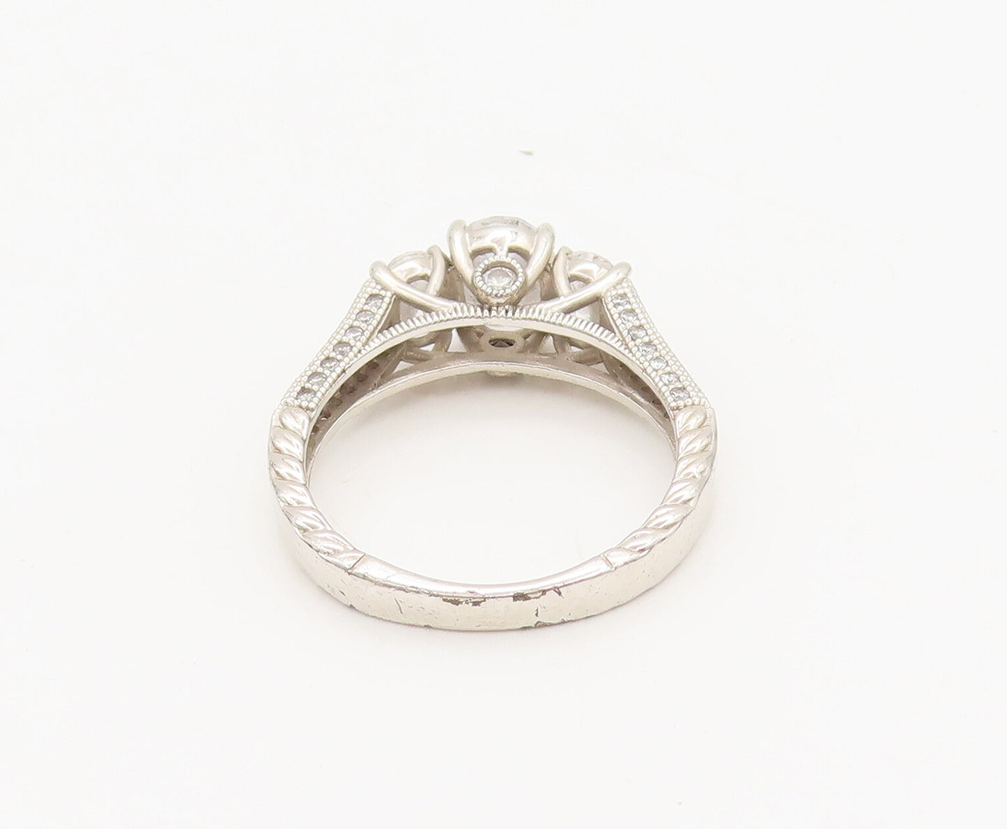925 Sterling Silver  Vintage 3 CZ Stone Princess Wedding Ring Sz 8.25  RG26778
