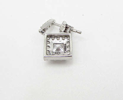 925 Sterling Silver  White Topaz & Cubic Zirconia Stud Drop Earrings  EG1439
