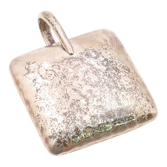SILPADA 925 Sterling Silver  Vintage Hollow Hammered Square Pendant  PT12245