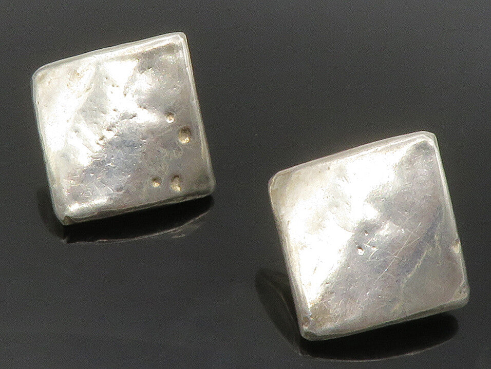 BAT AMI ISRAEL 925 Silver  Vintage Modernist Non Pierce Drop Earrings  EG7112