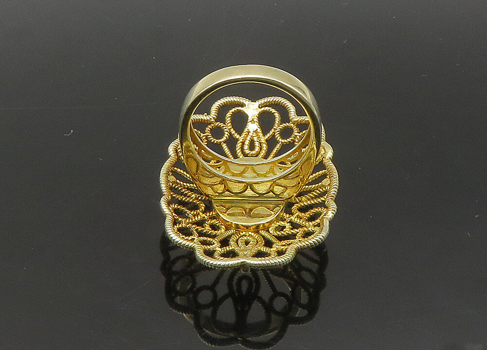 925 Sterling Silver  Vintage Druzy Stone Floral Cocktail Ring Sz 6.5  RG22080