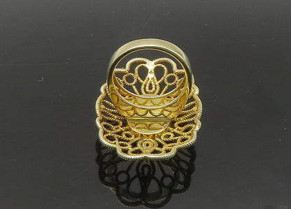 925 Sterling Silver  Vintage Druzy Stone Floral Cocktail Ring Sz 6.5  RG22080