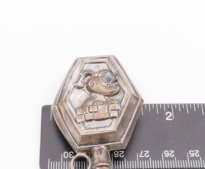 925 Sterling Silver Vintage Toy Antique Solid Carved Elephant Rattles  TR3770