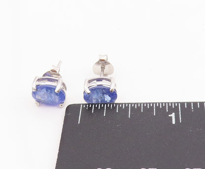 925 Sterling Silver Vintage Earrings Minimalist Oval Tanzanite Studs  EG13736