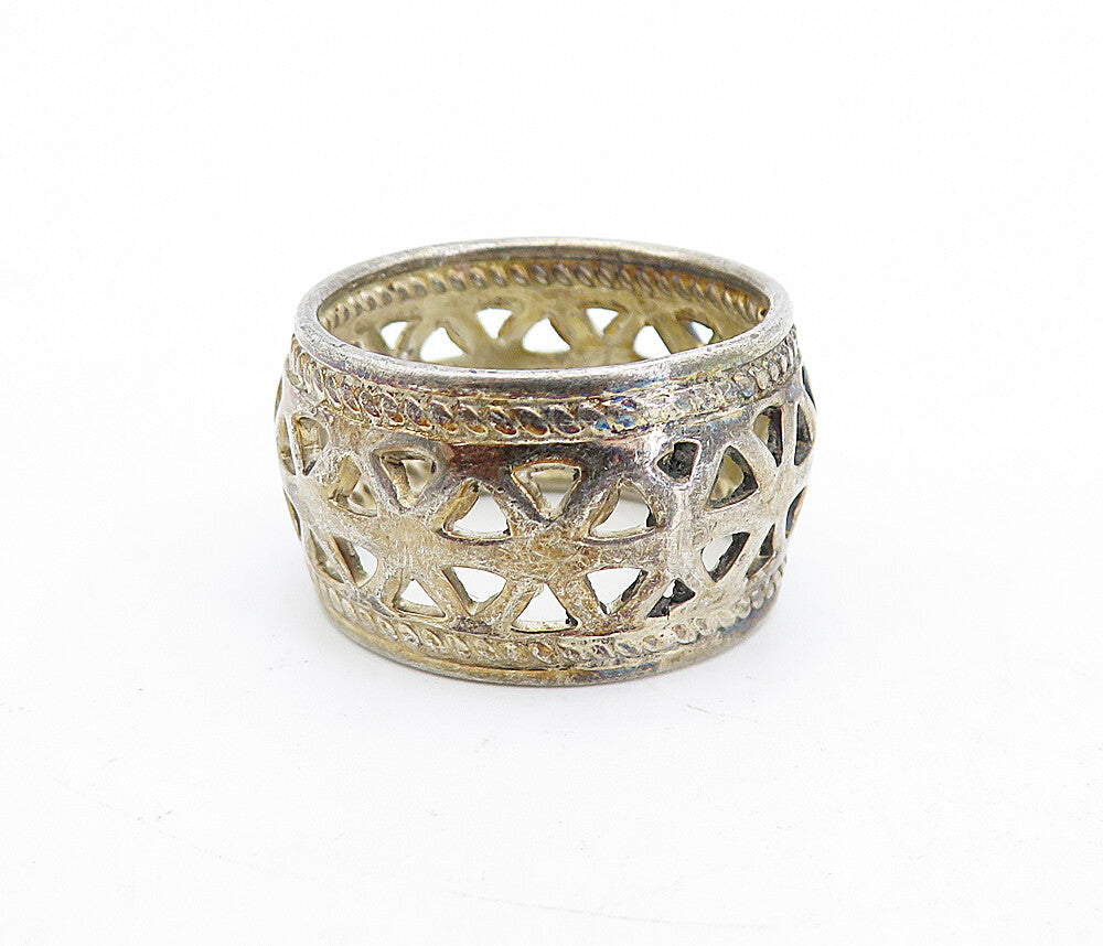925 Sterling Silver  Vintage Dark Tone Open Twist Design Band Ring Sz 7 RG5350