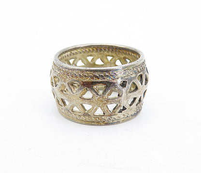 925 Sterling Silver  Vintage Dark Tone Open Twist Design Band Ring Sz 7 RG5350