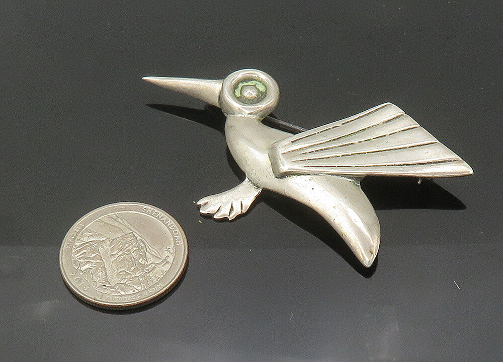 925 Sterling Silver  Vintage Antique Hummingbird Motif Brooch Pin  BP8352