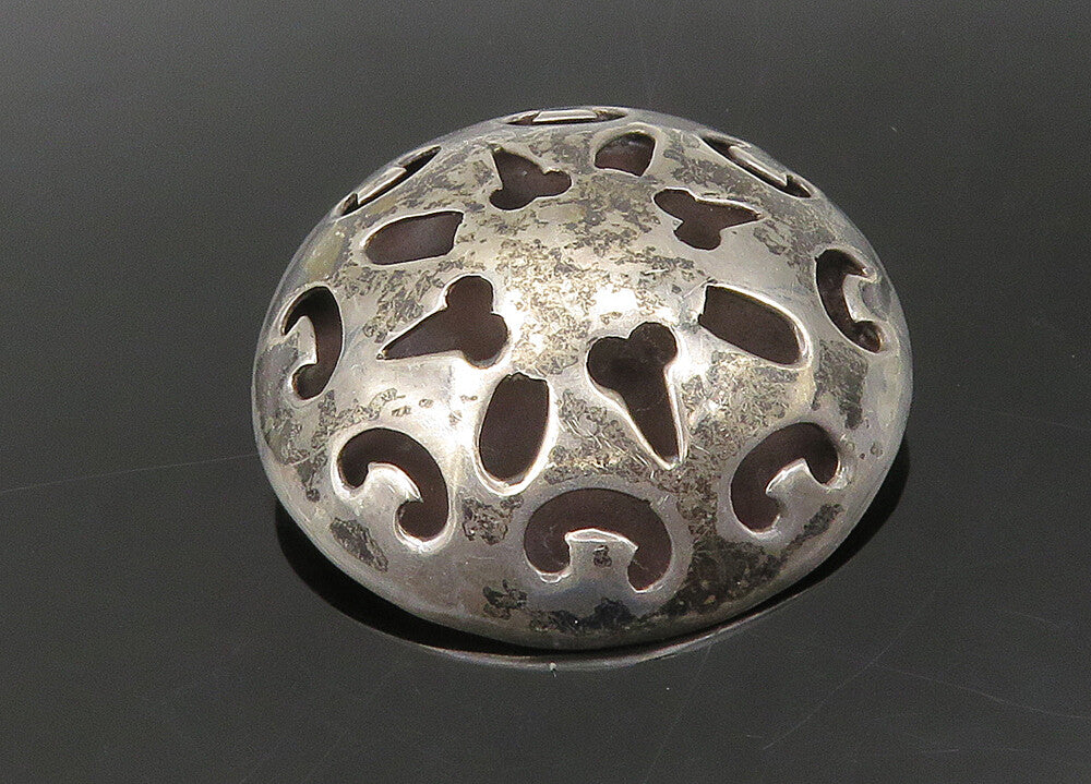 MEXICO 925 Sterling Silver  Vintage Cutout Design Dome Brooch Pin  BP8695
