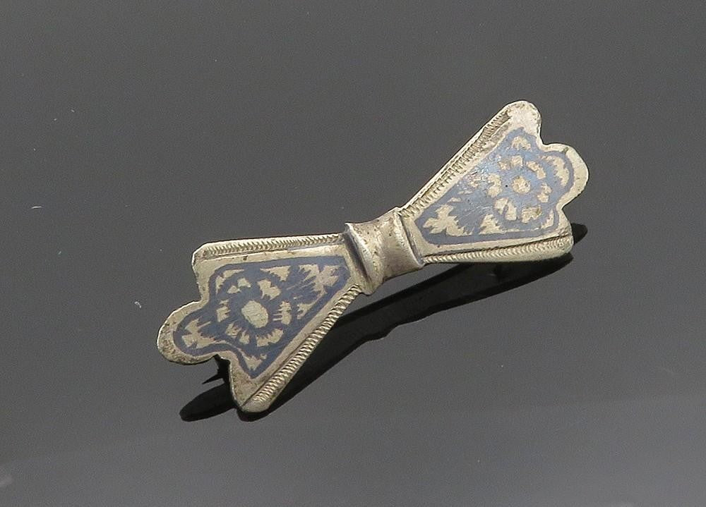 925 Sterling Silver Vintage Brooch Pin EAST EUROPE Antique Floral Bow  BP12535
