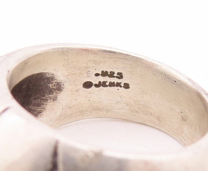925 Sterling Silver Vintage Ring JENKS Designer Solid Split Dome Sz 7.5  RG28947