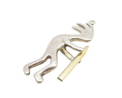 925 Sterling Silver  Vintage Petite Two Tone Kokopelli Dancer Pendant  PT8766