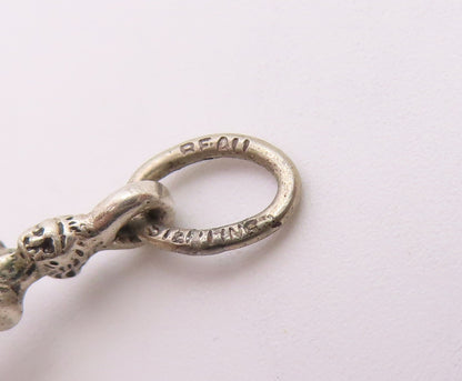925 Sterling Silver   Vintage Sculpted Skiing Man Sports Pendant  PT20544