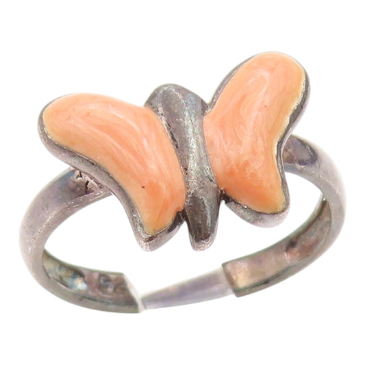 925 Sterling Silver Vintage Ring Classic Enamel Butterfly Band  Sz 8  RG35811