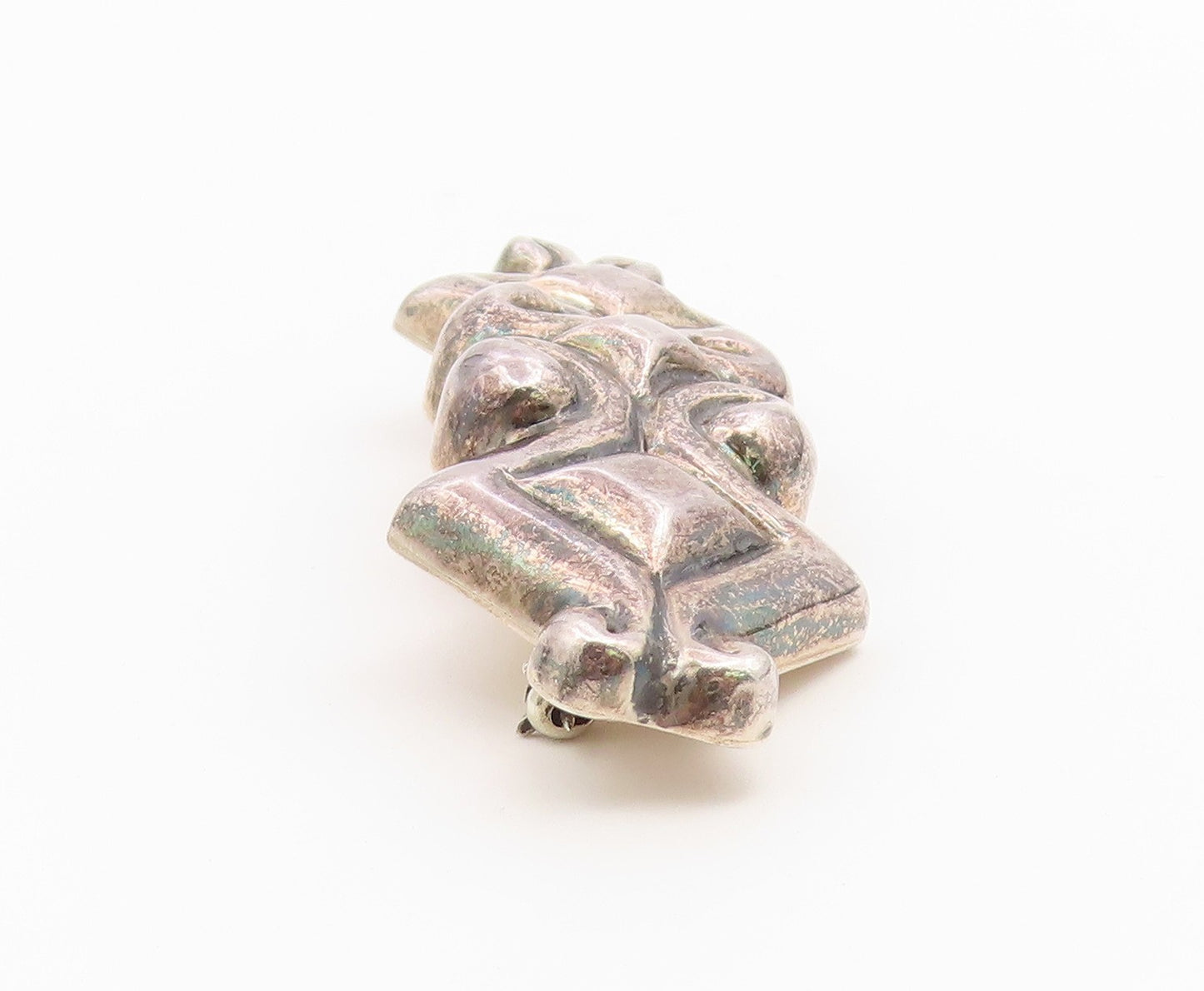 925 Sterling Silver Vintage Brooch Pin ZINA Geometric Scrollwork Bar  BP12668