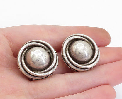MEXICO 925 Sterling Silver Vintage Dome Twist Non Pierce Earrings EG2238