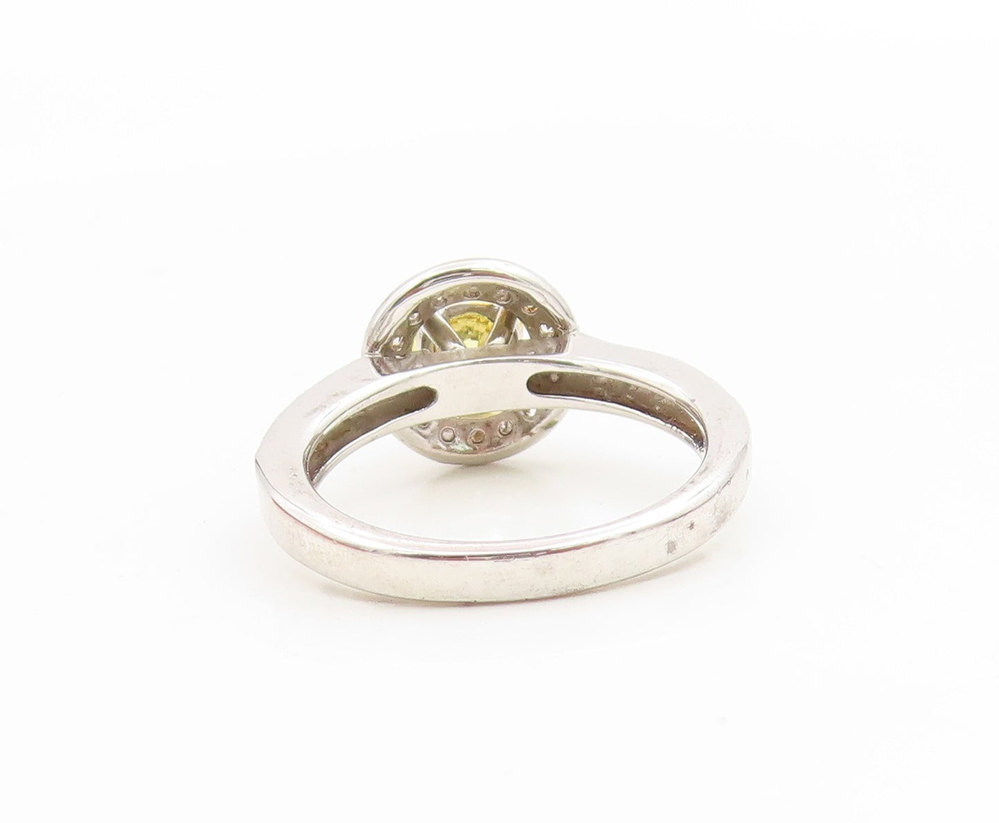 925 Sterling Silver Vintage Ring Round Cut Citrine Halo CZ Band  Sz 7  RG35967