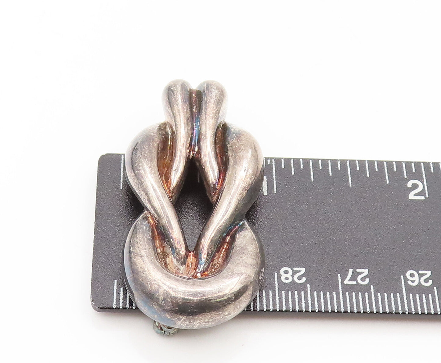 CHARLES KRYPELL 925 Silver  Vintage Interlocked Loop Solid Brooch Pin  BP10383