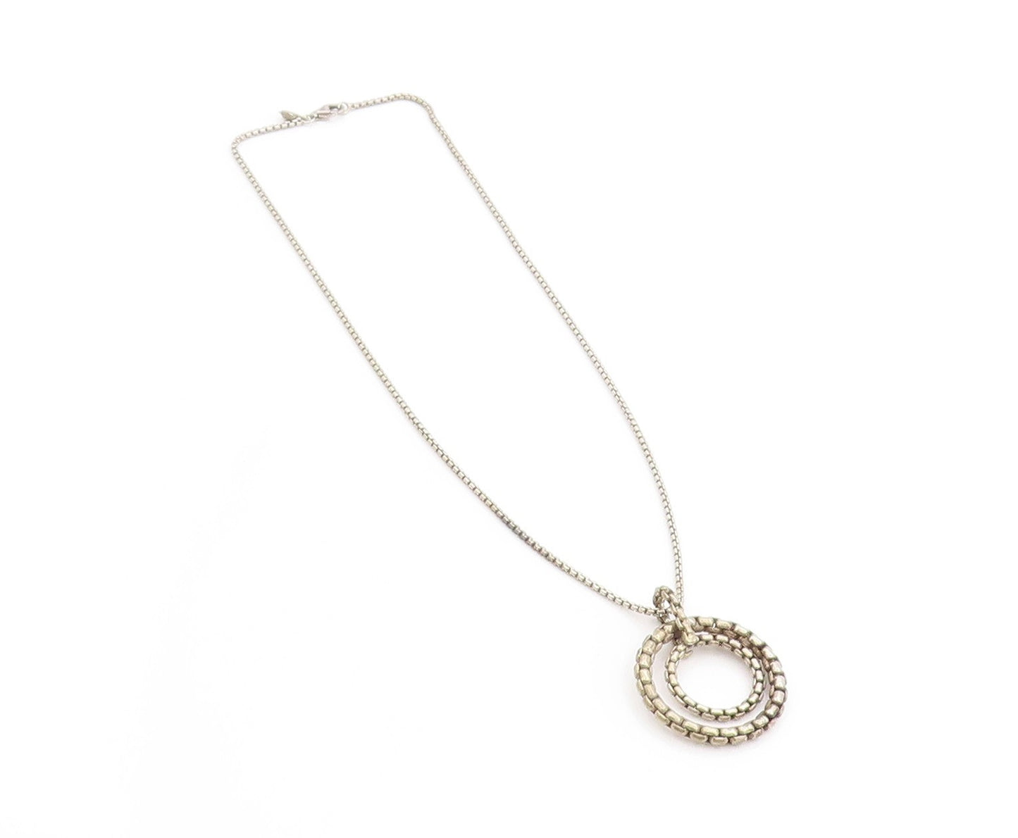 925 Sterling Silver Vintage Necklace Designer Interlocking Circles Chain NE4664
