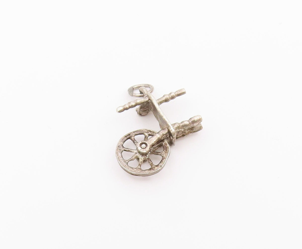 925 Sterling Silver  Vintage Old Fashioned Cotton Wheel Pendant  PT18403
