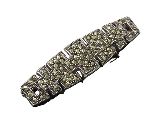 JUDITH JACK 925 Sterling Silver  Vintage Sparkling Marcasite Brooch Pin BP7037